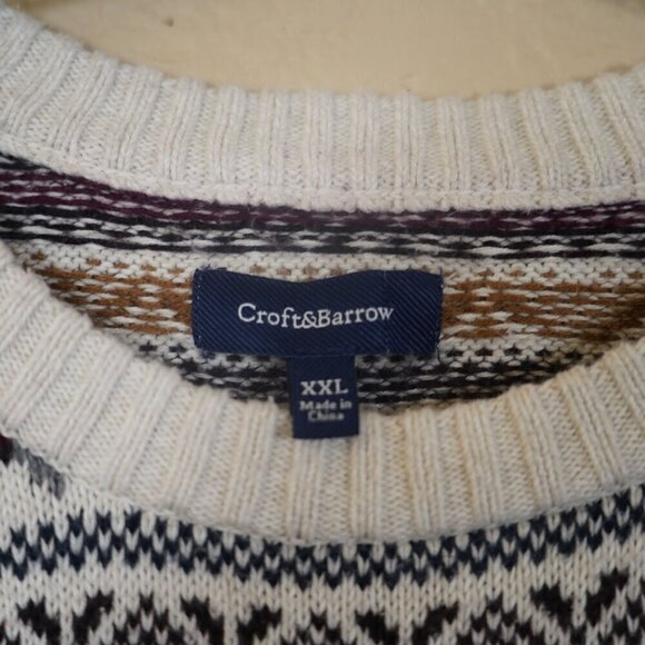 Croft & Barrow Mens Fisherman Sweater Long Sleeve Multicolor XXL Nordic Cotton - Picture 6 of 8